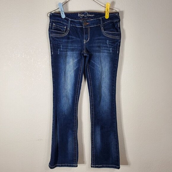 Airyn Jeans Denim - Airya Jeans Womens Size 7/8 Blue Jeans Bootcut Denim Pants Low Rise Embellished